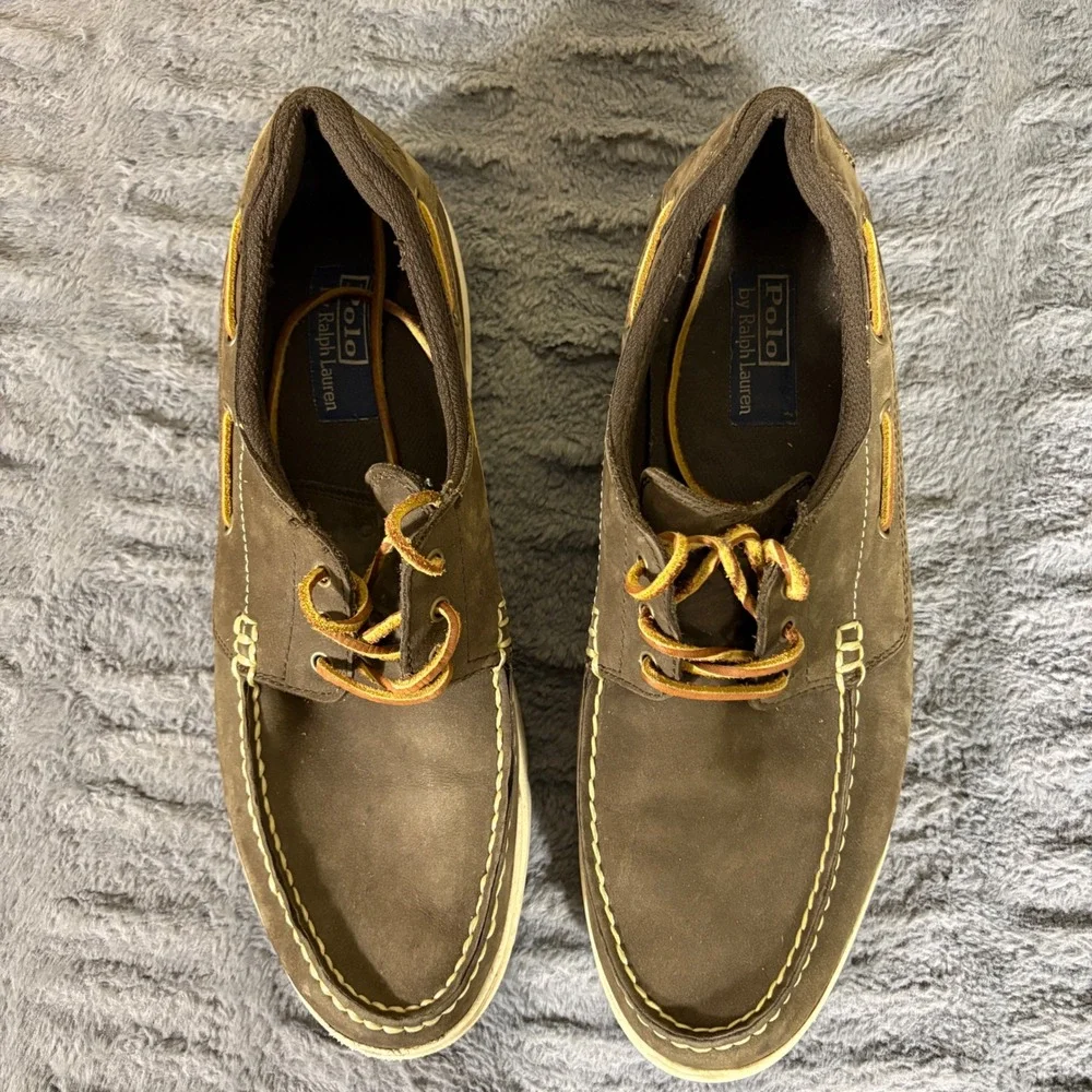 Polo Ralph Lauren Carrick Mens 13D Brown Leather Boat Shoes 816171585